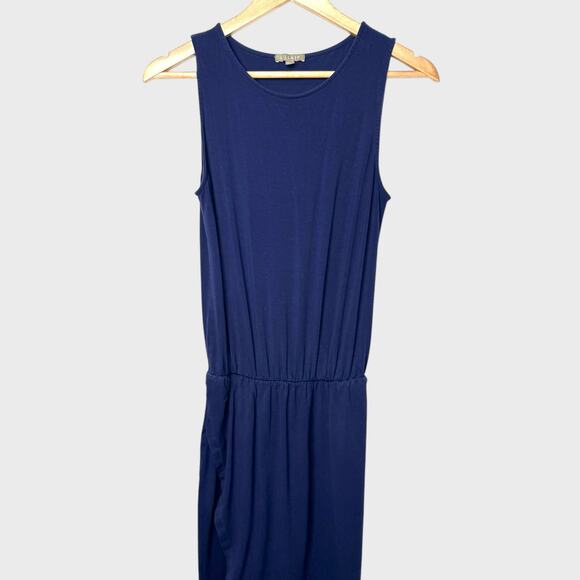 Lilla P Blue Small Sleeveless Maxi Dress Scoop Neck High-Low Hem Elastic Waist - Picture 2 of 8